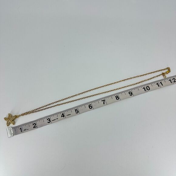 J. Crew Necklace Starfish Rhinestones Gold Tone Estate Costume Beach Ocean - Picture 9 of 10